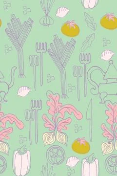 Kitchen pattern seamless design graphic Illustrazione stock