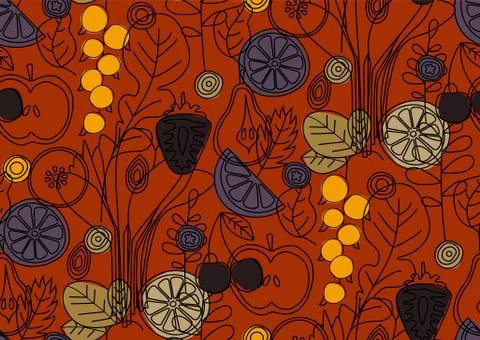 Kitchen pattern seamless hand drawn design Stock Illustration