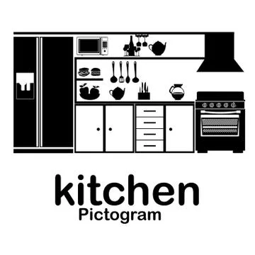 Kitchen pictogram over white background vector illustration Illustrazione stock