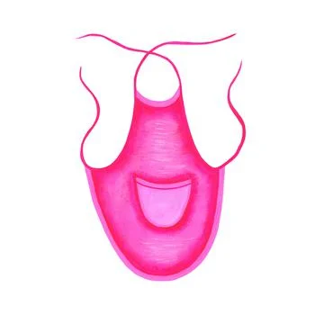 Kitchen pink apron isolated on white background. Icon. Clothes for cafes, coo Stock Illustration