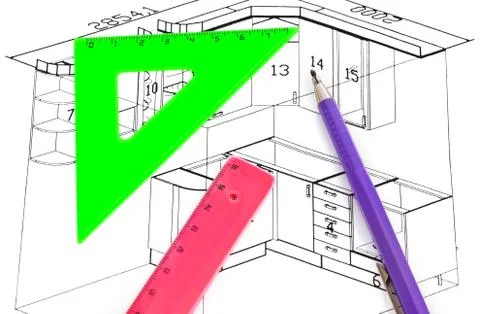 Kitchen plan Stock Photos