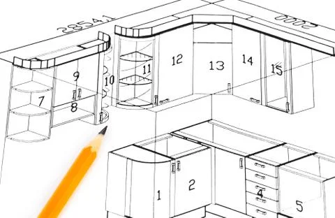 Kitchen plan Stock Photos