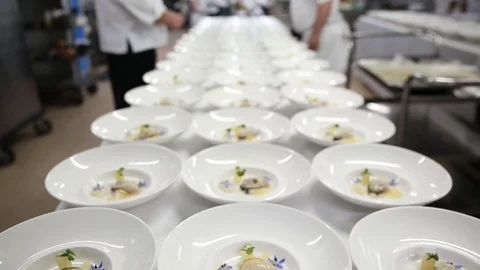 Kitchen plates gourmet prepare Video stock 77608351