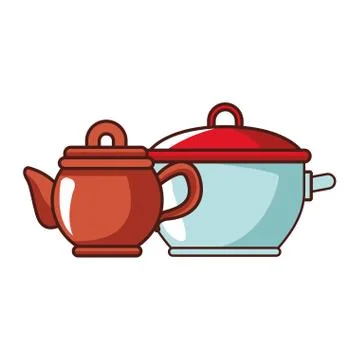 Kitchen pot and teapot Stock Illustration