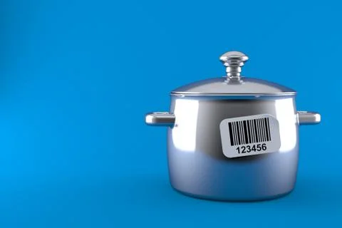 Kitchen pot with barcode sticker Stock Illustration