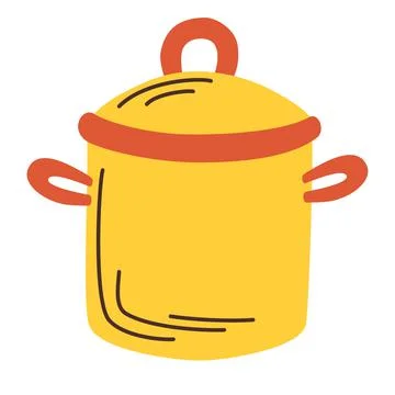 Kitchen pot. Cooking, chef. Kitchen utensil, food cooking kitchenware. Vector Stock Illustration