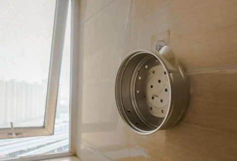 Kitchen Pot Hanging on Wall Tile Alone Idle Stock Photos