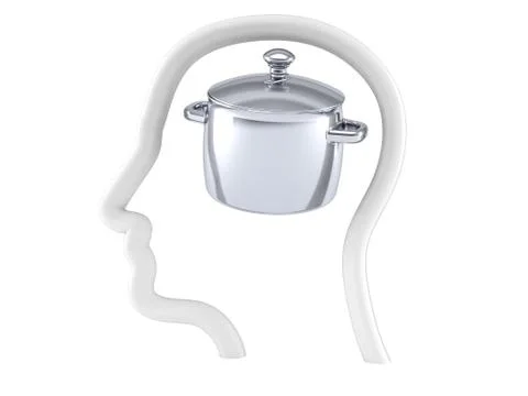 Kitchen pot inside head profile イラスト素材
