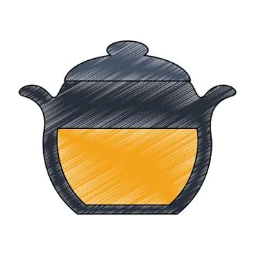 Kitchen pot isolated scribble Stock Illustration