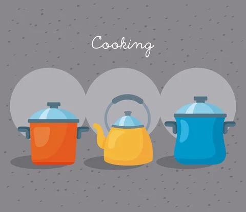 Kitchen pots icons Stockillustratie