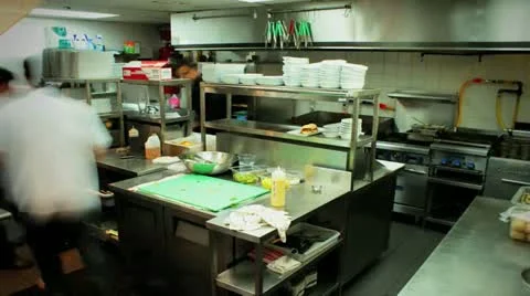 Kitchen prep in a restaurant time lapse Stock Footage 22022829