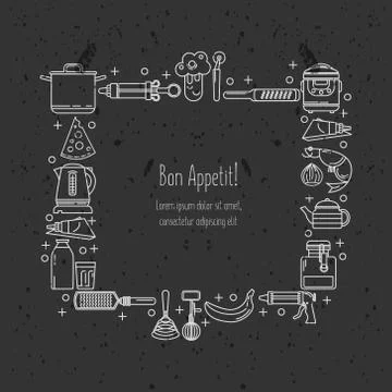 Kitchen preparing icons Stock Illustration