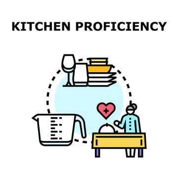 Kitchen proficiency preparing food and measuring ingredients Stock Illustration