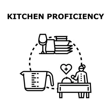 Kitchen proficiency preparing food and measuring ingredients Stock Illustration
