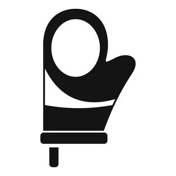 Kitchen protective mitten hanging on hook, simple black icon of cooking glove Stock Illustration