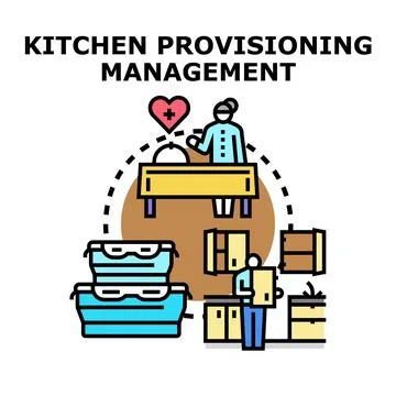 Kitchen provisioning management concept overseeing food preparation Stock Illustration