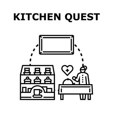Kitchen quest game development vector illustration Ilustración de archivo