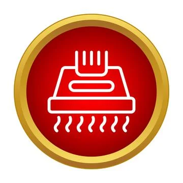 Kitchen range hood extracting steam icon red circle Stock Illustration