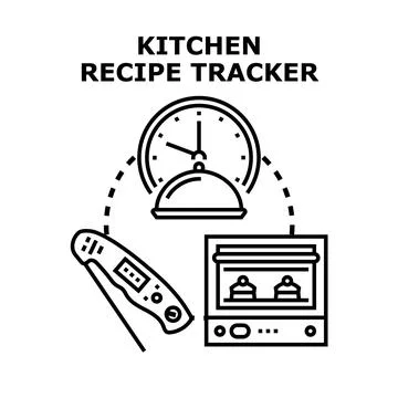 Kitchen recipe tracker app for cooking management Stock Illustration