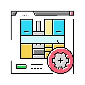 Kitchen redesign interior color icon vector illustration 스톡 일러스트