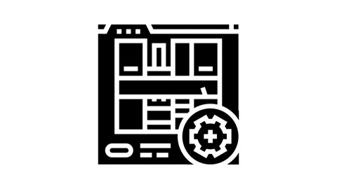Kitchen redesign interior glyph icon animation Stock Footage 326152729