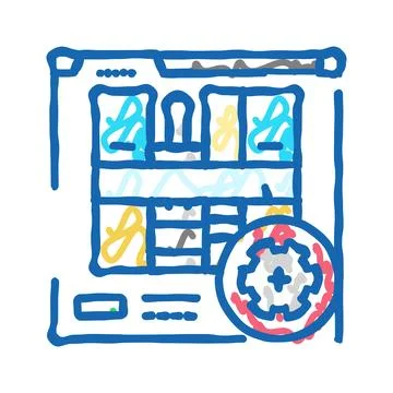 Kitchen redesign interior icon doodle illustration Stock Illustration