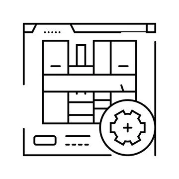 Kitchen redesign interior line icon vector illustration Stock Illustration