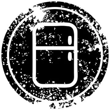 Kitchen refrigerator distressed icon Stock Illustration