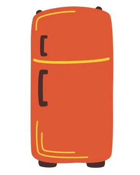 Kitchen refrigerator. Red retro refrigerator in a closed form. Storage of pro Stock Illustration
