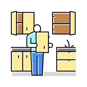 Kitchen refurbishment color icon vector illustration Stock Illustration