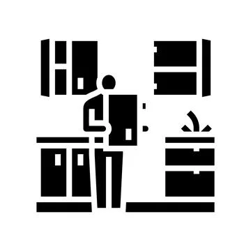 Kitchen refurbishment glyph icon vector illustration Stock Illustration