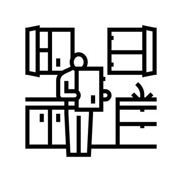 Kitchen refurbishment line icon vector illustration Stock Illustration