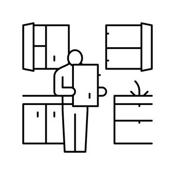 Kitchen refurbishment line icon vector illustration Stock Illustration