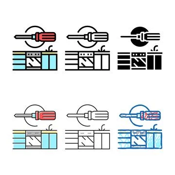 Kitchen repair color icon vector set Stock Illustration