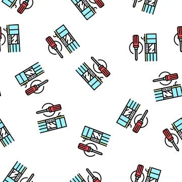Kitchen repair vector seamless pattern Stock Illustration
