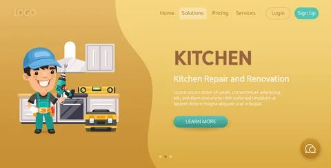 Kitchen Repair Website Template Stock Illustration
