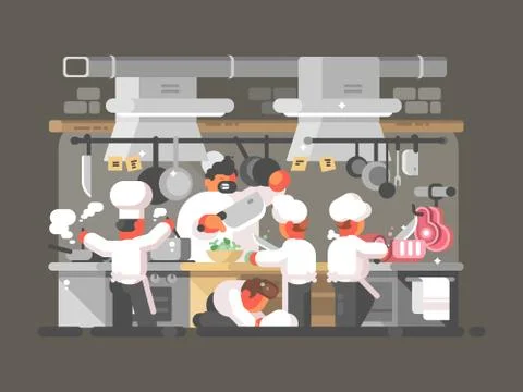 Kitchen of restaurant Stock Illustration