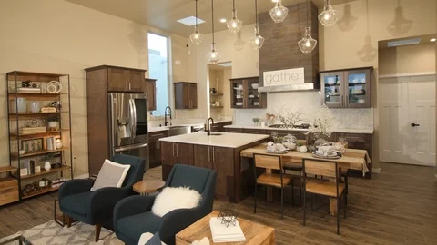 Kitchen Reveal from Behind Couch Stock Footage 112895219