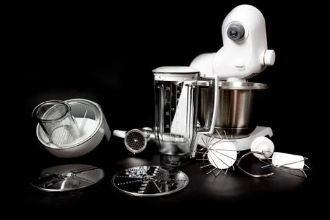 Kitchen robot with complete equipment closeup Stock Photos