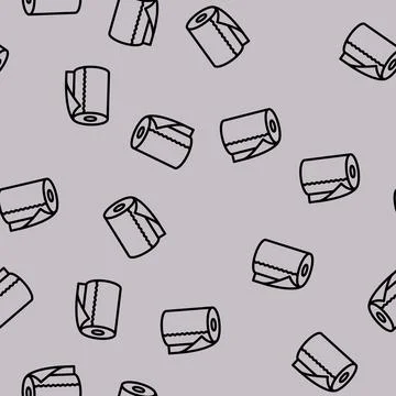 Kitchen roll paper towel line vector seamless pattern Stock Illustration