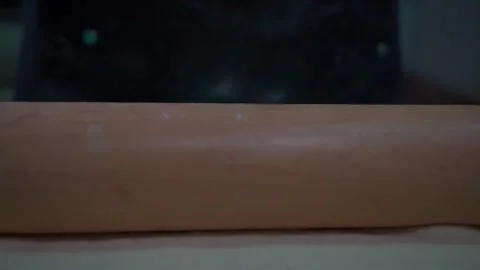 Kitchen Rolling Pin Creating Dough Stock Footage 293257327