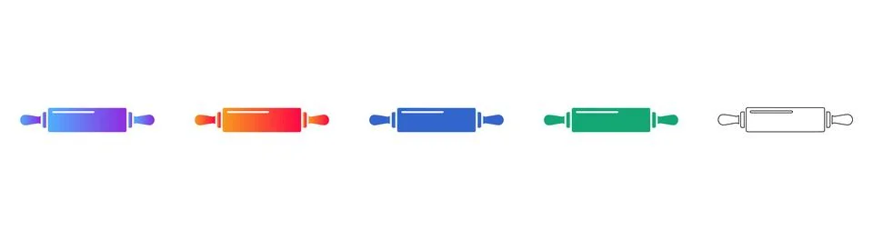 Kitchen Rolling Pin Icon Set Stock Illustration