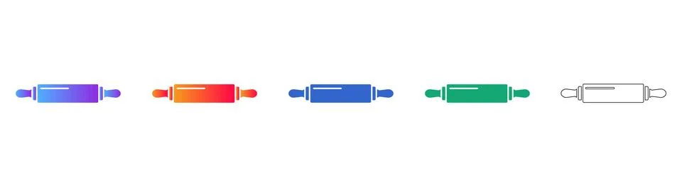 Kitchen Rolling Pin Icon Set for Baking and Cooking Stock Illustration