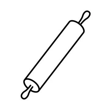 Kitchen rolling pin in outline style isolated on white . Kitchen tool icon Stock Illustration