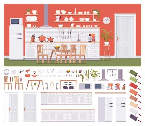 Kitchen room construction set Stockillustratie