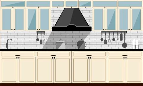 Kitchen room. Flat style vector illustration Stock Illustration