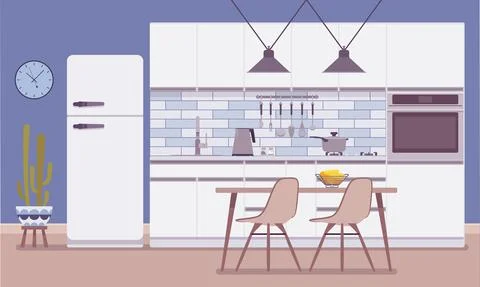 Kitchen room interior and design Stock Illustration