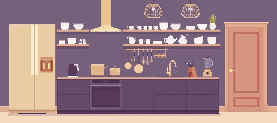 Kitchen room interior Stock Illustration