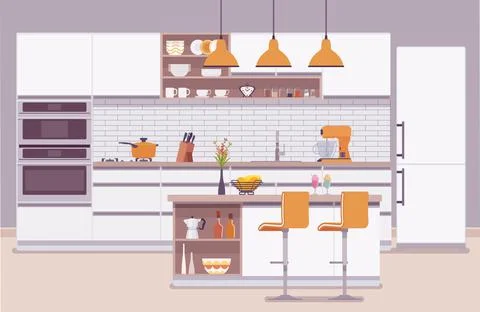 Kitchen room modern interior and design Stock Illustration