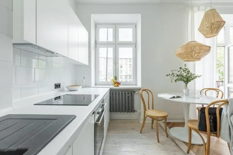 Kitchen with round table Stock Photos